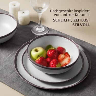 Набір посуду для кемпінгу на 6 осіб, 18 предметів: тарілки з меламіну у вінтажному стилі. Підходить для відпочинку на природі, пікніків, дачних вечірок та подорожей на автодомі. Tafelservice 6 Personen