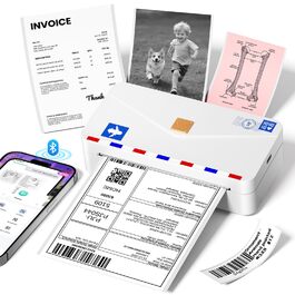 Phomemo Mini Drucker M04AS: компактний термальний принтер з Bluetooth для iOS та Android, 15/53/80/110 мм ширина друку, 300DPI, для документів, фото, етикеток