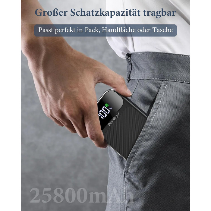 Power Bank 25800 mAh з LCD екраном: швидка зарядка PD3.0 QC4.0 для смартфонів та планшетів