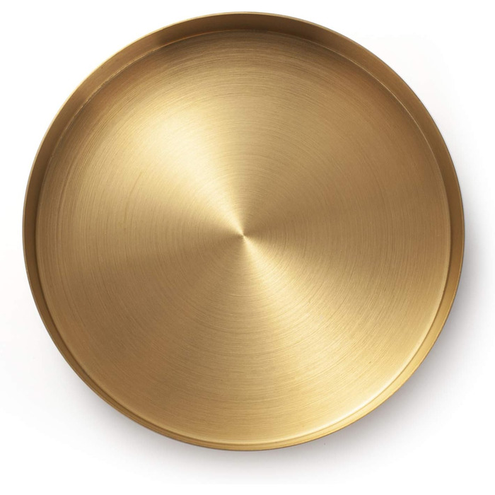 Round Stainless Steel Serving Tray, Gold Jewelry and Makeup Organizer/Candle Tray Gold (14 cm)
