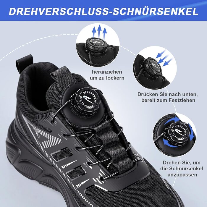 Чоловічі робочі черевики з металевим носком, неслизькі, чорні, 41 EU