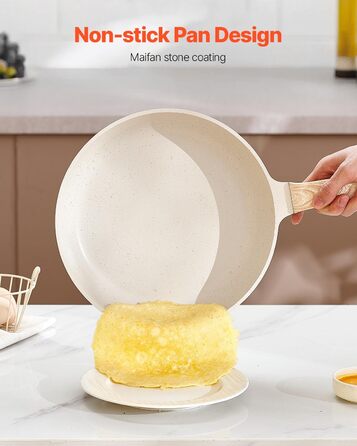 Набір посуду VEVOR індукційний 17 предметів з кришками, антипригарне покриття, для плити, кухні, кемпінгу - білий