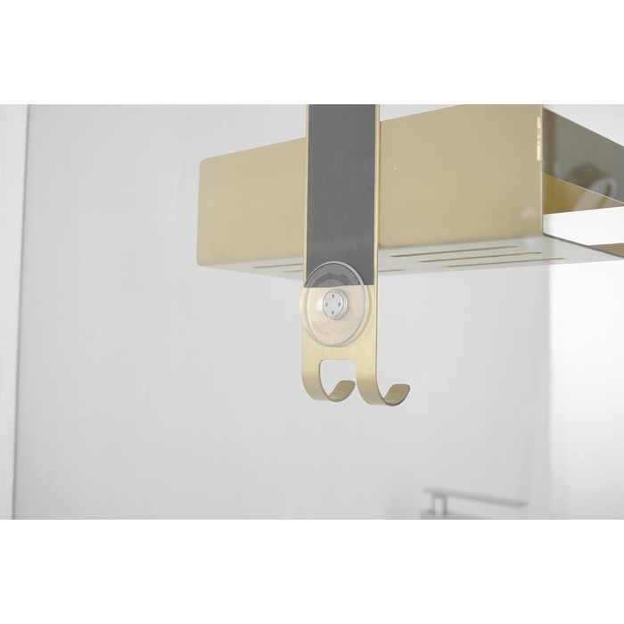 Kelelife Shower Shelf for Hanging, Gold Shower Shelf No Drilling, Stainless Steel Shower Shelf with Hooks for Frameless Glass Door, Shampoo Holder for Shower