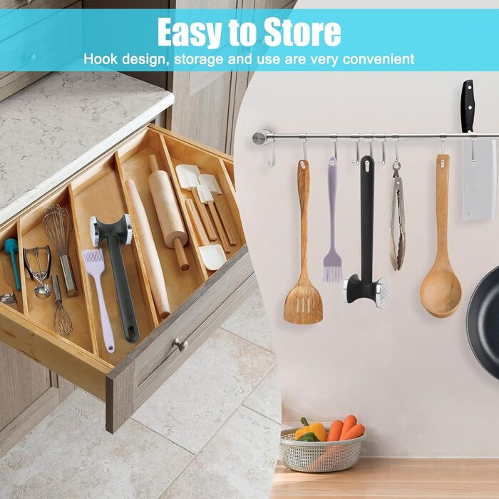 Подвійний м'ясорубка-молоток PUWOWYE для шніцелів та стейків, 22 см, чорний