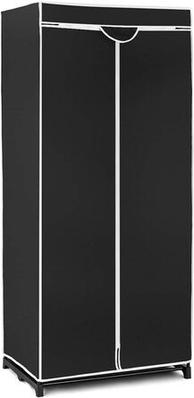GIANTEX Wardrobe Clothes Closet with Clothes Rod & Shelf, Folding Closet 74 x 50 x 172 cm, Clothes Rack Metal Frame with Dust Cover, for Bedroom Dressing Room (Black)