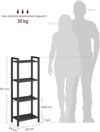 VASAGLE 4-Tier Regal mit offener Ablage