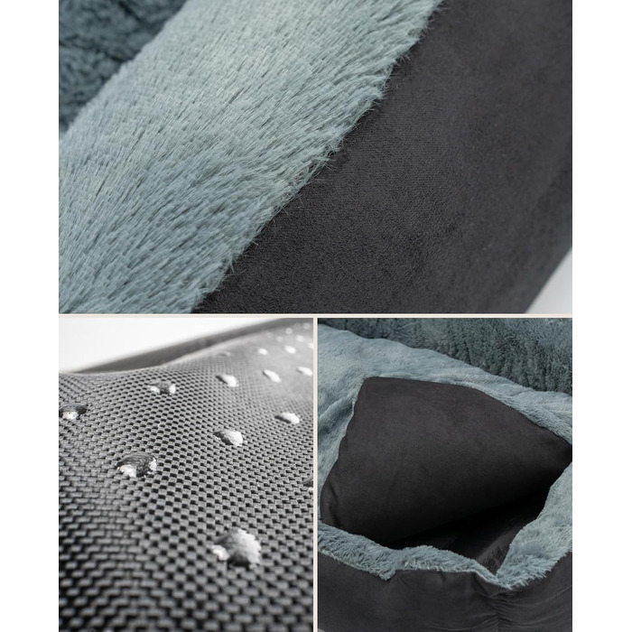 Килимок для собак Lionto з двостороннім подушкою та неслизьким дном, міцний лежак для домашніх тварин з глибоким входом для собак та котів будь-якого віку, 60x48 см, м'який лежак для собак, чорний/сірий, розмір 60 x 48 x 18 см