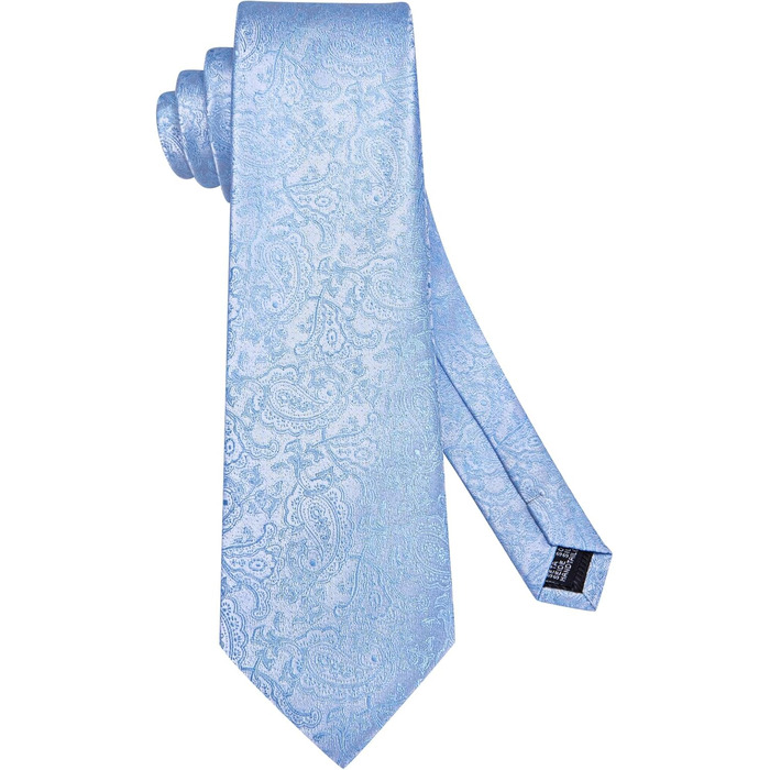 Набір краваток для чоловіків Hi-Tie: краватка-метелик, кишеньковий хустинка, затискач для краватки, запонки, для весілля та формальних заходів, блакитний візерунок павич