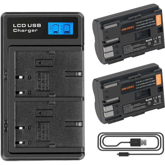 Акумулятор Shentec BP-511 сумісний з Canon EOS 5D, 10D, 20D, 30D, 40D, 50D, 300D, D60, Powershot G1, G2, G3, G5, G6 Pro