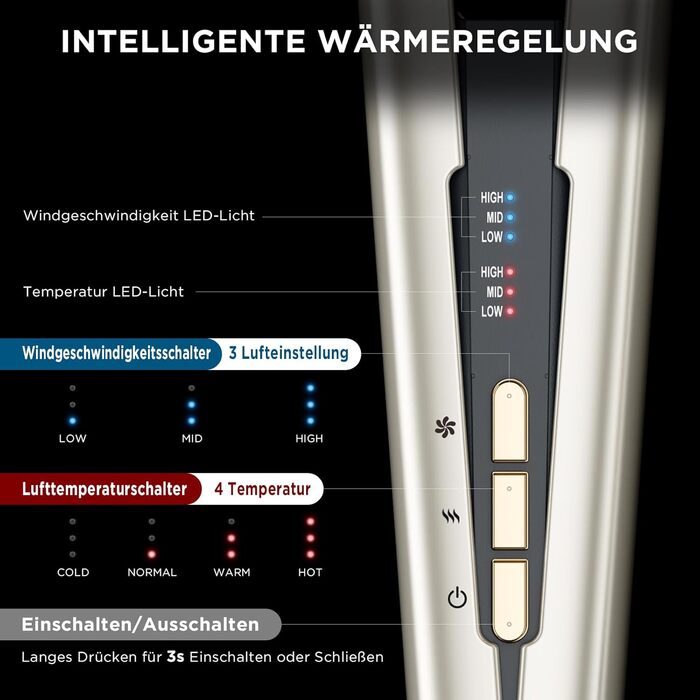 Плойка PARWIN PRO BEAUTY Ionen Air Glätteisen: без нагріву, для волосся 35-75 см, 1200W, темно-зелений (Champagnersilber Pro)