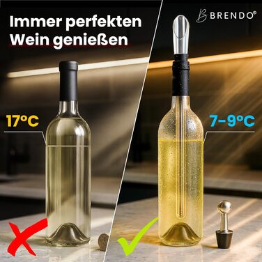 Охолоджувач для пляшок та шампанського Brendo Weinkühler з нержавіючої сталі (набір 2 шт.) | Охолоджувач для вина, шампанського, білого вина | Подарунковий набір для чоловіків та жінок