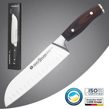 Ніж кухонний Grossman 110EP Santoku 29 см з нержавіючої сталі з ергономічною ручкою