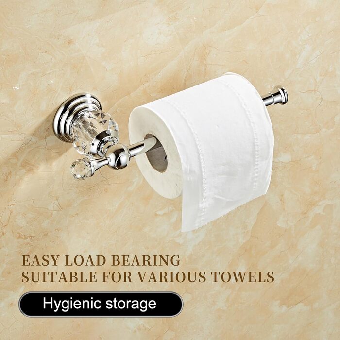 Golden Bathroom Toothbrush Holder, Gold Crystals, Bathroom Hardware (Toilet Paper Holder, Brushed Chrome)