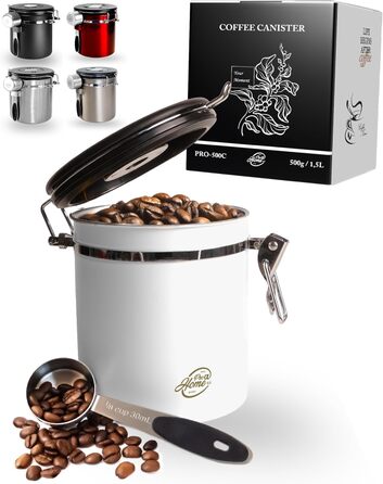Контейнер для кави 500г з нержавіючої сталі з дозатором та календарем, 1,5л, стильна упаковка
