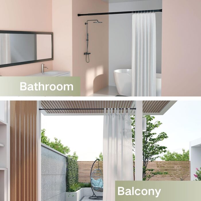 Штанга для карниза без свердління та шурупів, телескопічна, для душу та шафи, 85-230 см (діаметр 32 мм)