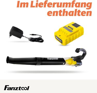 Акумуляторний повітродув FANZTOOL 20V 4.0Ah з регульованою ручкою, 2 швидкості, знімна труба, до 250 км/год, 10 м³/хв, для тераси і догляду за садом