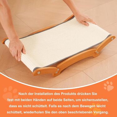 Кігтеточка-ліжко для котів з сизалю, масивне дерев'яне ліжко, кігтеточка-стілець, лежанка для котів, кігтеточка з сизалю, велика, для дому