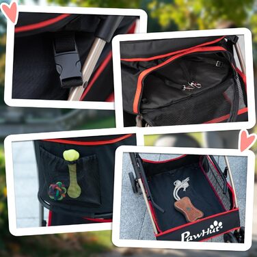 PawHut: Трюковий візок для собак та котів 2-в-1, червоний