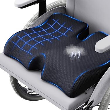 Подушка ортопедична з піни Memory Foam Benazcap для сидіння: зняття тиску, для авто, офісу, геймінгу, дому. Знімний чохол (45x41x8 см)