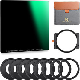 Набір фільтрів K&F Concept Nano-X: квадратний фільтр, ND1000, фільтр-утримувач, 8 адаптерних кілець