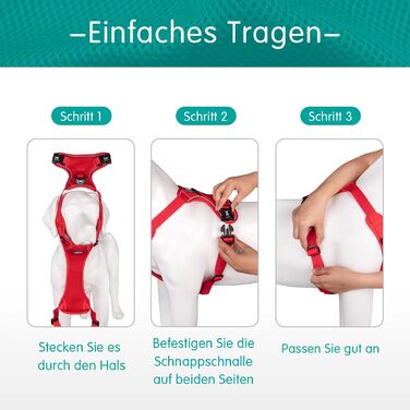 Шлейка для собак PoyPet з сітки, м'яка, дихаюча, червона (M), 1 шт.