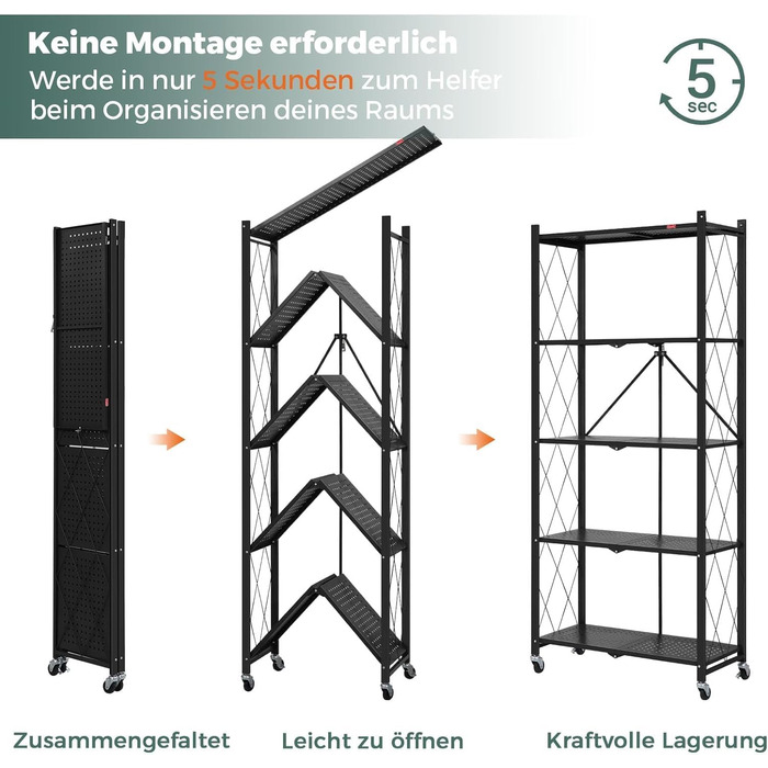 Deanic 5-Tier Folding Heavy Duty Shelf