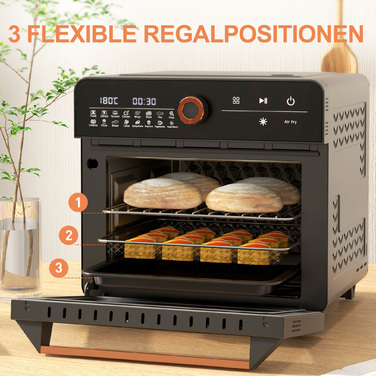 HOMCOM 3-in-1 Mini Oven with Convection, Fryer Basket, Timer, 40°C-220°C, 20L Mini Oven with Grill Rack, Baking Tray, Crumb Tray | Aosom