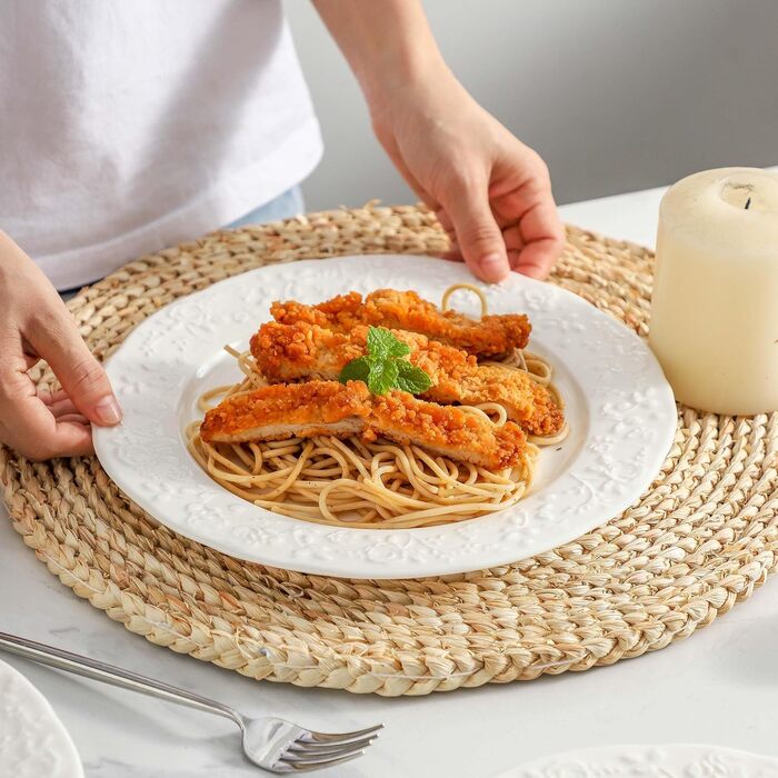 Набір сервірувальних тарілок UIBFCWN, 8 штук, порцеляна, 25,4 x 15,2 см, білі, для десерту, суші, закусок, тортів, салатів