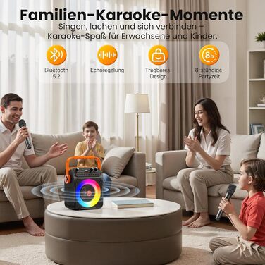 Караоке машина з 2 мікрофонами для дорослих та дітей, Bluetooth, підсилювач, портативна караоке-система, подарунок HWWRT35-T