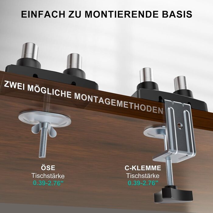 Кріплення для монітора WALI до 49 дюймів, підтримує LED/LCD монітори до 15 кг, регульована висота, нахил, поворот, VESA 75/100 мм, чорний (GSM001XL)
