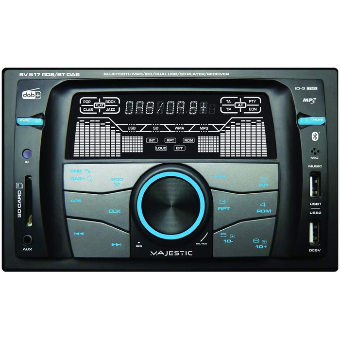 Автомагнітола Majestic SV 517 RDS BT DAB+ 2DIN FM/Bluetooth/USB/SD/AUX, чорна, 180Вт