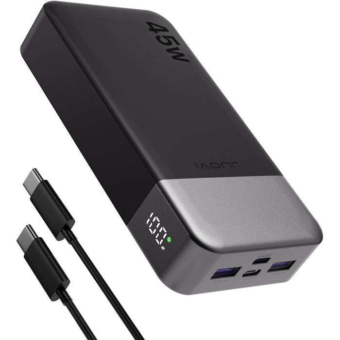 Power Bank JUOVI J2621, 20000mAh, 45W, для Switch, MacBook, iPhone, Samsung, Steam Deck та інших пристроїв
