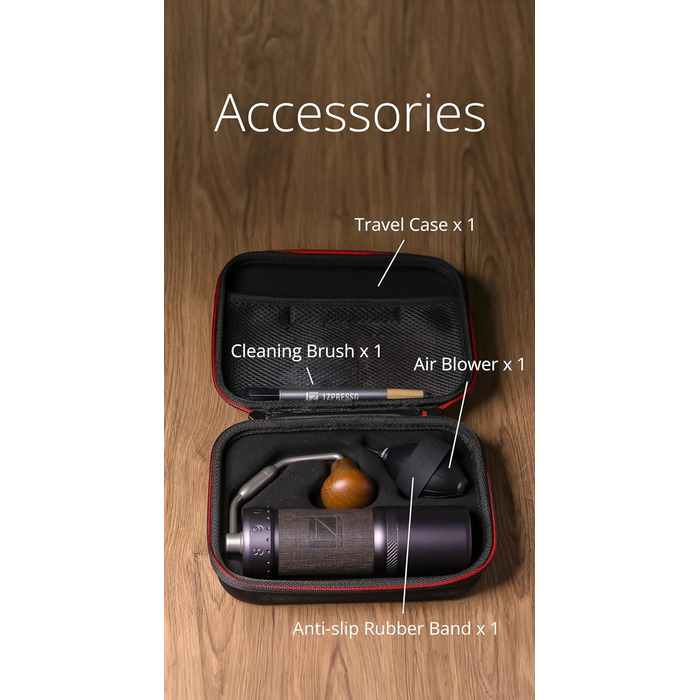 Кавомолка ручна 1Zpresso J-Ultra, сірий колір, конічні жорна, складний руків'я, магнітний контейнер 40г, регулювання помелу, швидка кавомолка для еспресо