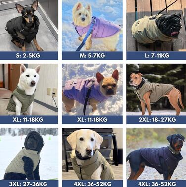 Spark Paws Warmshield™ Dog Jacket Winter Coat, Warm Fleece, Water-Resistant, Windproof, Reflective Vest, Suitable for Medium and Large Dogs, Cold Protection Snow Jacket Parka - Black - M