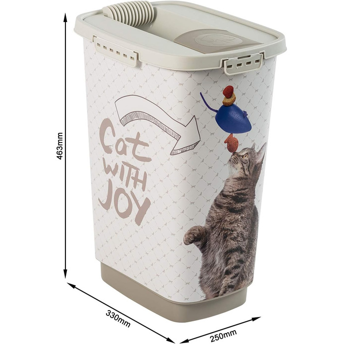 Контейнер для корму Rotho MyPet Cody з кришкою та дозатором, 25л, BPA-free, антрацит/білий, для котів