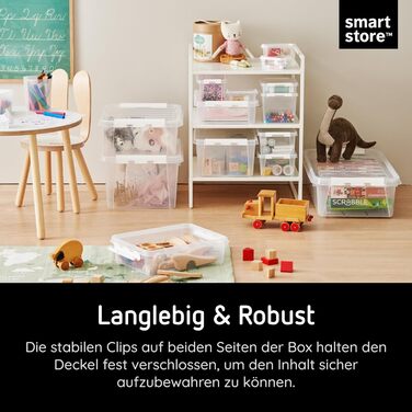 SmartStore - 10x Storage Box with Lid Classic (40x30x11cm) | Stackable Box with Lid | Food-Safe Plastic Box | Plastic Box with Lid & Reinforced Corners | 10-Year Warranty (31 L, 6-Piece Set)