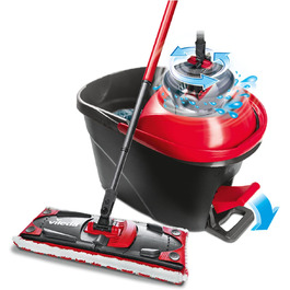 Vileda Ultramax Turbo 2в1 Вісковий Моп Комплект | Система з Телескопічною Ручкою (75–130см), Мікрофібра та Відро з Потужною Віджимною Системою | Для Плитки, Ламінату та Паркету