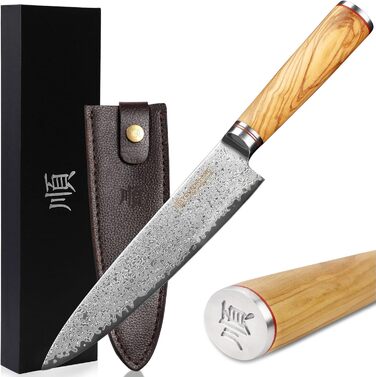 Японський кухонний ніж YOUSUNLONG Pro Gyuto 255mm з дамаської сталі з оливкового дерева - ніж шеф-кухаря