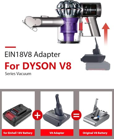 Адаптер для пилососів Dyson V7 V8 від Makita 18V Li-Ion акумулятора (EIN18V8)