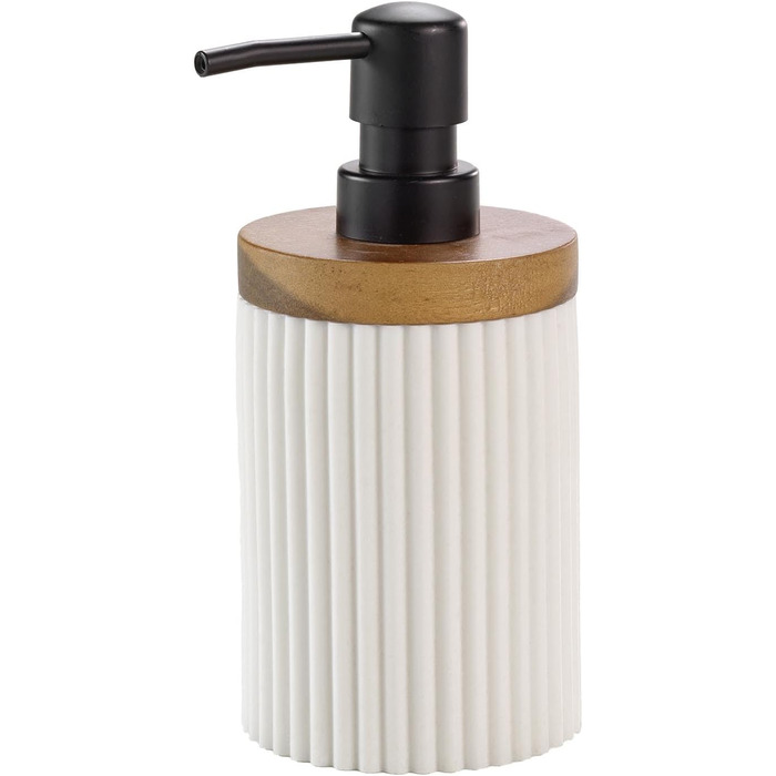Дозатор для мила Douceur d'Intérieur Niagara, білий, полірезин та акація (8 x 17 см)
