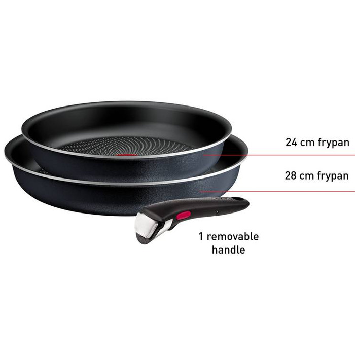 Набір сковорідок Tefal Ingenio So'Light (24/28 см), антипригарне покриття, 3 предмети