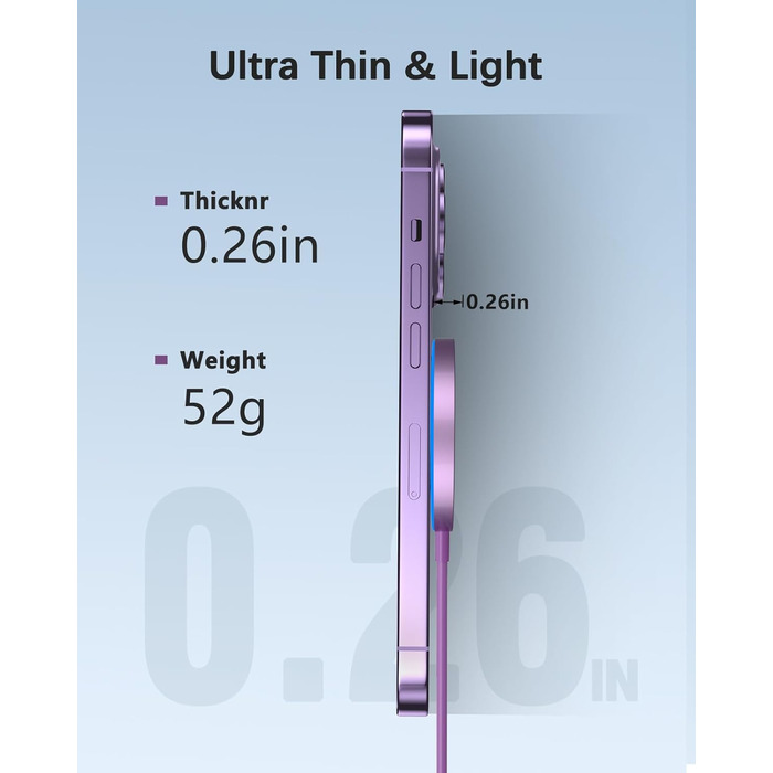 Бездротовий зарядний пристрій для iPhone, AirPods: LED-зарядка з двома портами (фіолетовий)