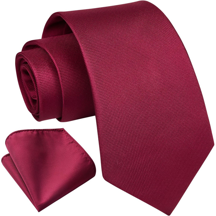 Набір краваток та нагрудних хустинок Enlision: класичний стиль для весілля та бізнесу (бордовий)