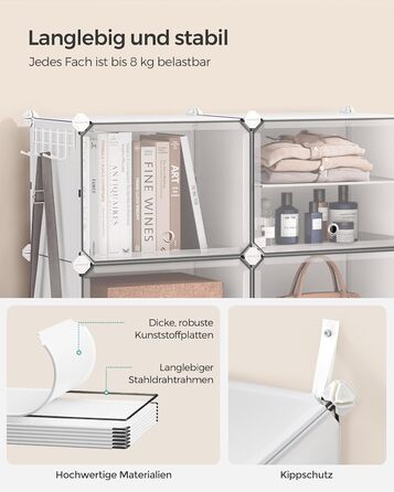 SONGMICS 10-Tier Shoe Rack, Shoe Cabinet, 30 x 40 x 30 cm per compartment, slim, with doors, steel frame, plastic, for hallway, bedroom, entryway, LPC035B01 (4 compartments (83B x 63H cm), White)
