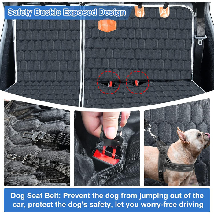 Автомобільна підстилка для собак OneAmg - захист заднього сидіння, з вікном, боковими бар'єрами, кріпленням для безпеки, чорна або сіра, 130 x 139 см