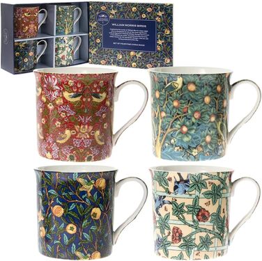 Lesser & Pavey LP93068 Ceramic Mug, William Morris, Set of 4, 12 x 8 x 9 cm, Multicolor, 4 Pieces (1 Piece)
