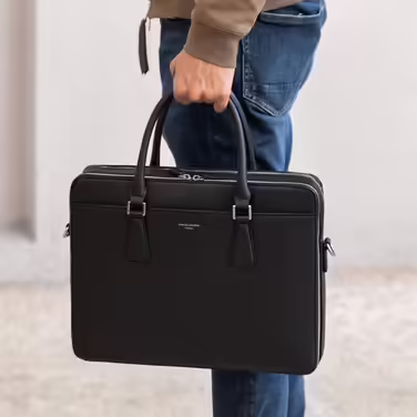 David Jones - Men's Briefcase - Business Bag for Men - 13 inch Laptop Bag Work Bag - Saffiano PU Leather A4 Handbag Shoulder Bag Crossbody Bag - Briefcase Messenger Work Office - Black