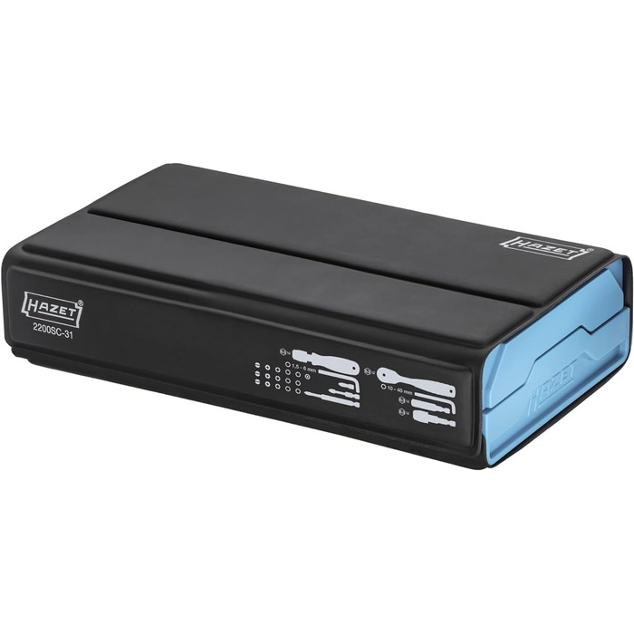 Набір бітів HAZET Smartcase 2200SC-31, 73 предмети, шестигранник 6,3 мм (1/4''), компактний складний кейс, інструменти для ремонту, вироблено в Німеччині