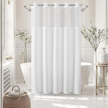 Водонепроникна штора для душу з вафельної тканини 180x190 см, 260 GSM, сіра. Преміум якість, антигрибкова, з 10 кільцями, готельний стиль, машинне прання