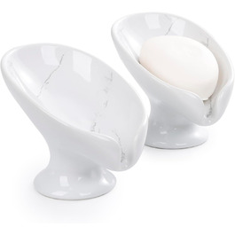 Підставка для мила самостійно спорожняється, з дренажем, для ванної кімнати, кераміка, мармур, порцеляна, декоративна, без присосок ANTIS'S HOME, 1 шт. - Мармур (2 шт.)